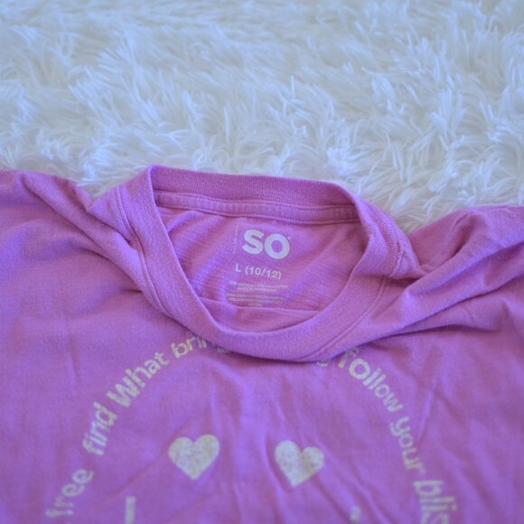 SO Girls Smiley Face Tee Shirt Size L 10/12 - Picture 3 of 3